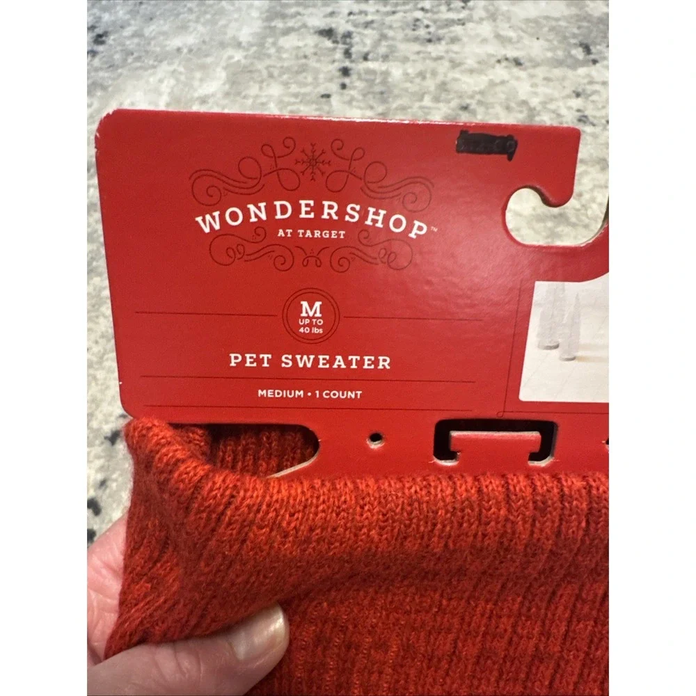 Wondershop Size Medium Red & White Dog Pet Sweater Up To 40 Lbs 18